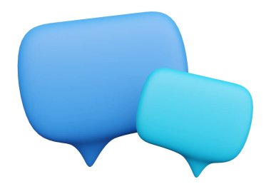 Sohbet kabarcığı sembolü 3 boyutlu görüntüleme. Kopya uzayı ile iletişim sembolü çizimi. Beyaz üzerine izole edilmiş mesaj için konuşma balonu.