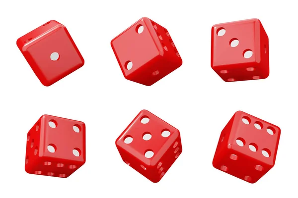 Cubes Casino Red Dice Set Illustration Set Isolated White — Stock Photo, Image