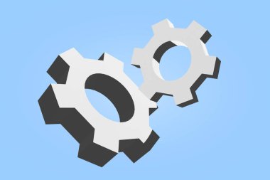 Vites tekeri endüstrisi elemanı. 3d illüstrasyon konsepti takım çalışması