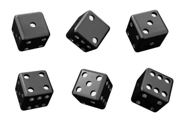 Cubes Casino Black Dice Set Illustration Set Isolated White — Stock Photo, Image