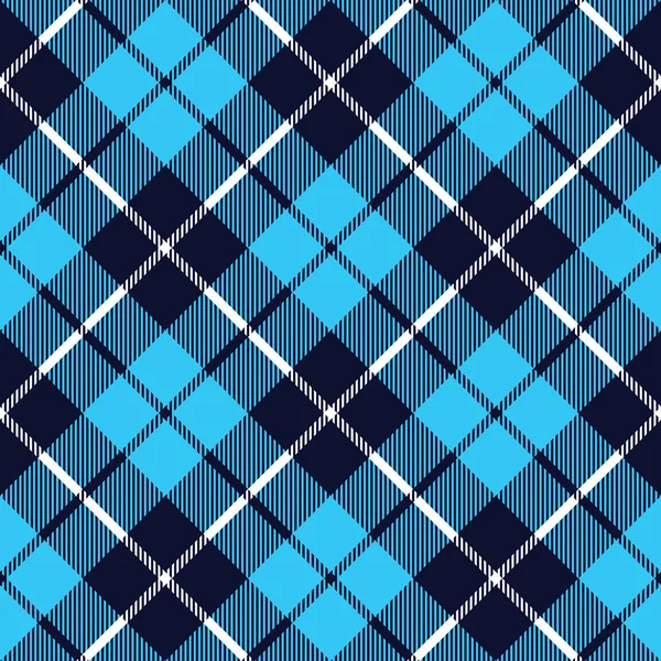 Blue tartan fabric texture diagonal little pattern seamless — Stock Vector