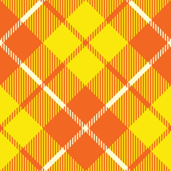 Tela de tartán amarillo anaranjado textura diagonal patrón sin costura — Vector de stock