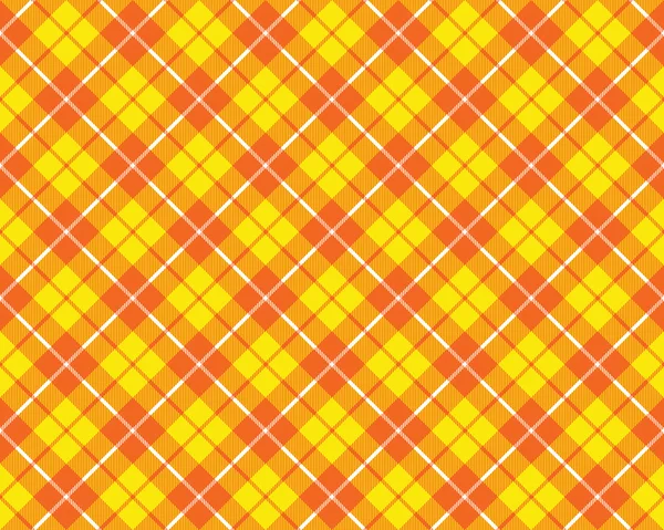 Orange jaune tissu tartan texture motif diagonale sans couture — Image vectorielle