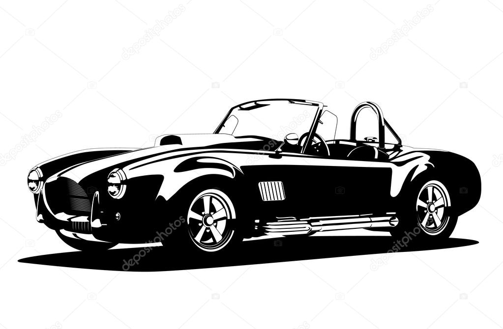 Classic sport silhouette car AC Shelby Cobra Roadster, vector illustration