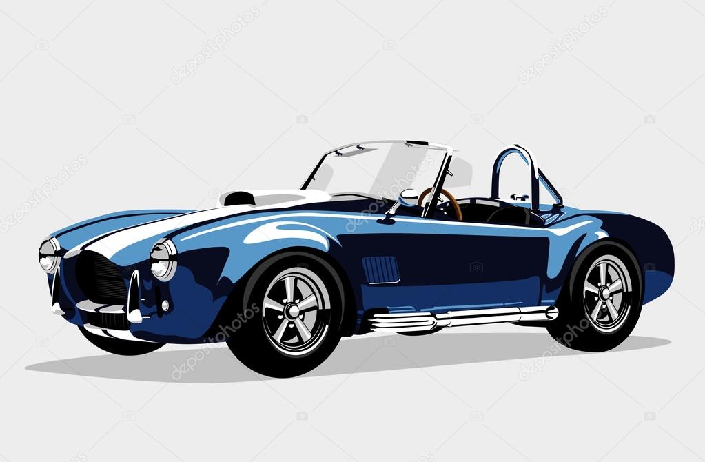 Classic sport blue car AC Shelby Cobra Roadster