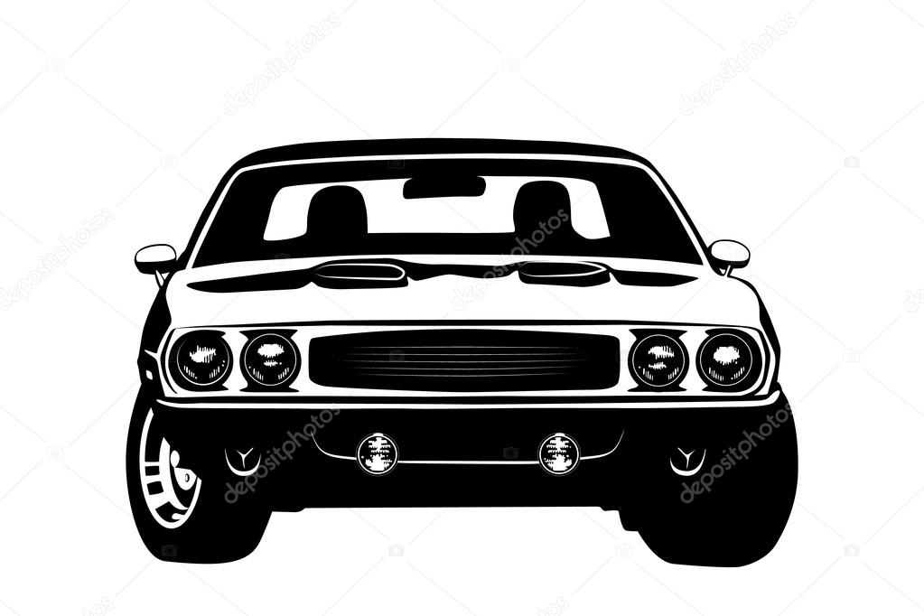 American muscle car legend silhouette vector illustration