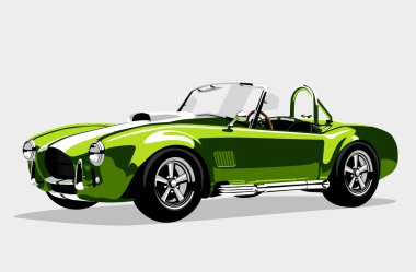 Klasik spor yeşil araba Ac Shelby Cobra Roadster