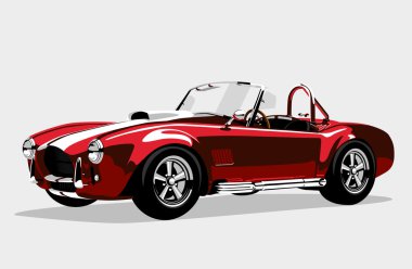 Klasik spor kırmızı araba Ac Shelby Cobra Roadster