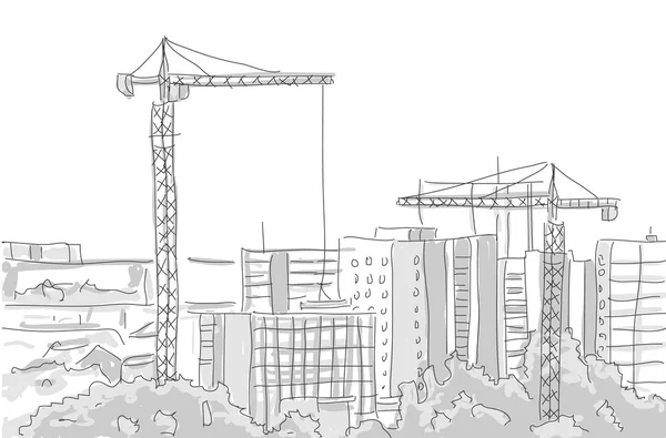 Costruzione gru torre di costruzione disegnare disegno grafico — Vettoriale Stock