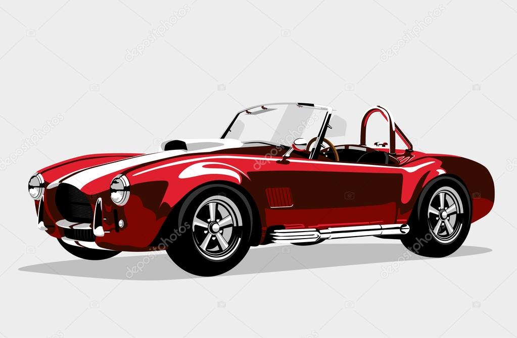 Classic sport red car AC Shelby Cobra Roadster, vector illustration