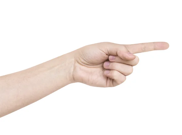 Hand sign indicate the direction white background — Stock Photo, Image