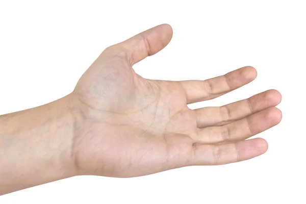 Männliche Hand weißer Hintergrund — Stockfoto