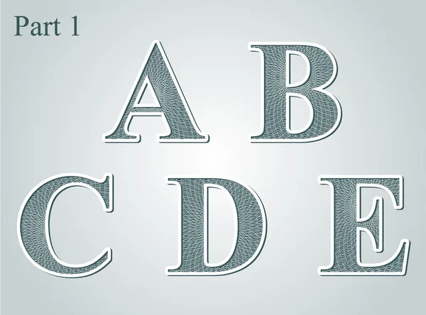 Lettere guilloché A, B, C, D, E — Vettoriale Stock