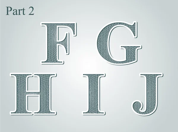 Lettres guillochées F, G, H, I, J — Image vectorielle