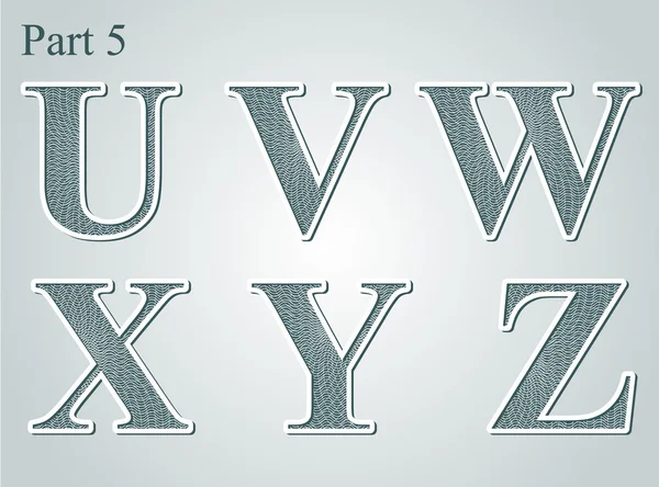 Guillochlu mektupları U, V, W, X, Y, Z — Stok Vektör