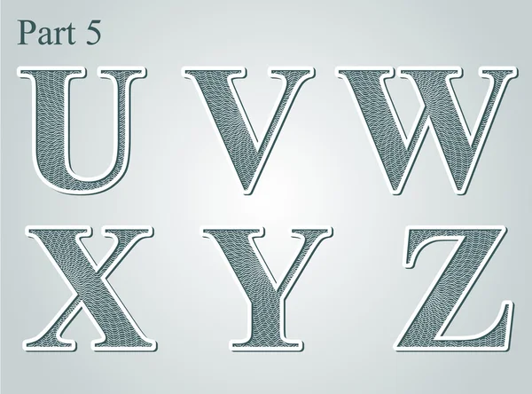 Lettere guilloché U, V, W, X, Y, Z — Vettoriale Stock