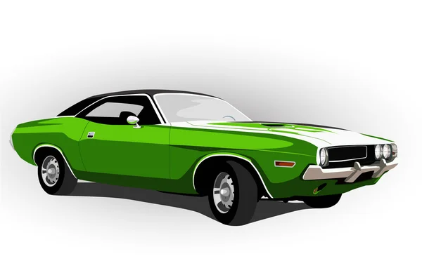 Músculo americano coche verde — Vector de stock