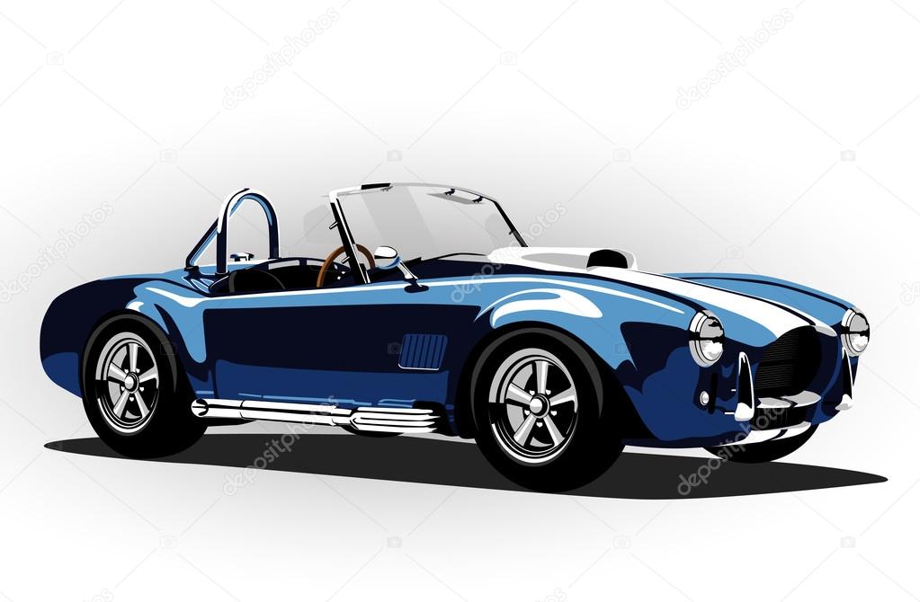 Classic sport car cobra roadster blue vector illustration