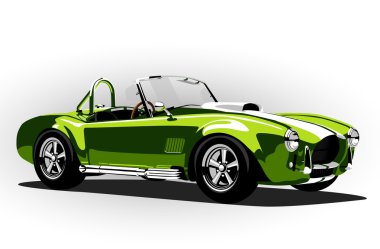 Klasik spor araba Kobra roadster yeşil