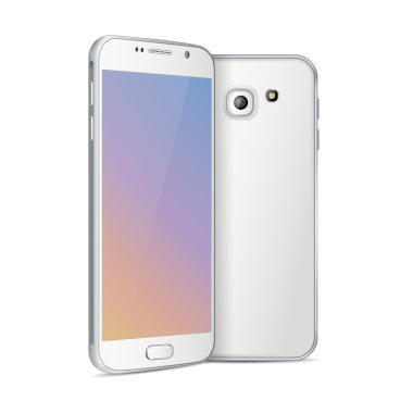 Beyaz smartphone yüz ve arka