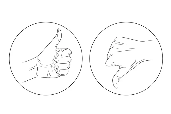 Duim omhoog duim omlaag contour pictogram — Stockvector