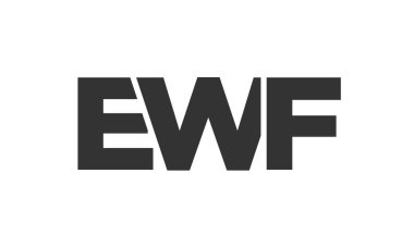 EWF logo design template with strong and modern bold text. Initial based vector logotype featuring simple and minimal typography. Trendy company identity ideal for businesses brand presence.