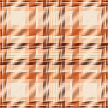 Warm, seamless tartan pattern. Traditional plaid textile design in neutral and orange hues. Ideal for backgrounds, fashion,  autumnal themes.