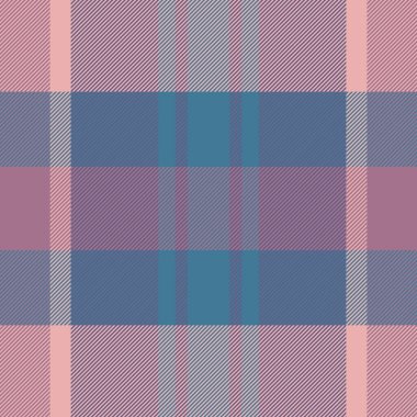 Stationary seamless fabric textile, sparse check plaid tartan. Club texture pattern vector background in indigo and light colors palette.