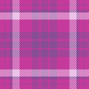 Plank textile seamless texture, bag pattern background plaid. Repeat check fabric vector tartan in pink and purple colors palette.