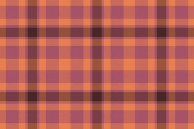 Clan fabric vector seamless, abstract pattern texture background. International check textile tartan plaid in red and orange colors palette.