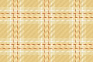 Yaz dönemi doku kontrolü kumaşı, cinsel tekstil vektör geçmişi. Kehribar ve açık renk paletinde konforlu dikişsiz ekose desen.