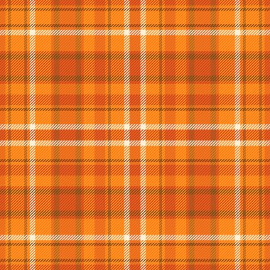 Yol kontrolü tekstil ekose, pis desenli kumaş. İspanyol tartan vektör arkaplanı turuncu ve parlak renk paletinde pürüzsüz.