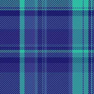 Ekspres kontrol vektör kumaşı, yaz dokusu tartan tekstili. Dış desen arkaplan ekoseli mavi ve gök mavisi renk paletinde.