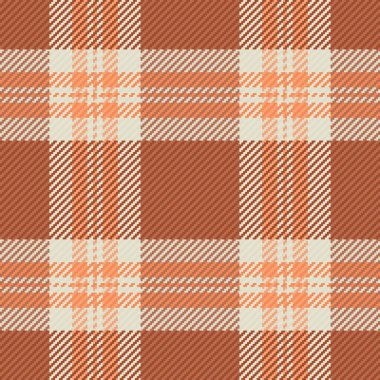 Asillik desenli ekose taşıyıcı, kusursuz tartan kontrolü yap. Kumaş arkaplan dokusu turuncu ve açık renk paleti ile ticareti.