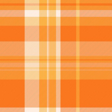 Hippy pattern background tartan, cut out textile plaid seamless. Pretty vector texture fabric check in orange and bright colors palette.