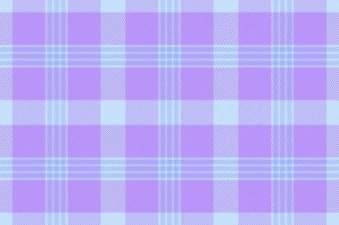 African seamless texture pattern, 60s plaid check fabric. Neat textile tartan background vector in violet and light colors palette.