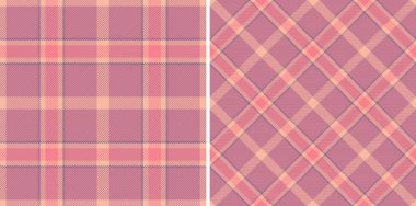 Gül, allık ve lavanta tonlarında geleneksel ve köşegen iki kusursuz tartan deseni. Tekstil, el işleri, tasarım projeleri ve arka planlar için mükemmel..