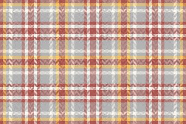 Repeatable patterns plaid check tartan, close up seamless textile background. Vichy vector pattern fabric texture in red and sea shell colors palette.