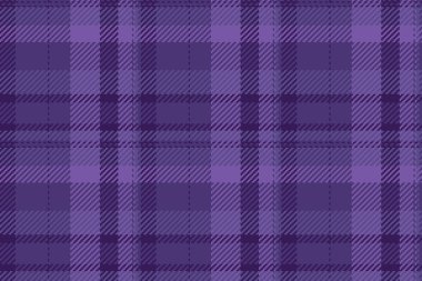 Contemporary background plaid check, full seamless textile vector. British fabric texture tartan pattern in violet and indigo colors palette.
