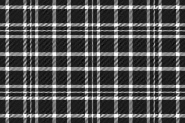 Ergen kumaşı, kusursuz doku, resim tekstil arka plan vektörü. Gri ve siyah renk paletinde tartan desenli ekoseyi kontrol et.
