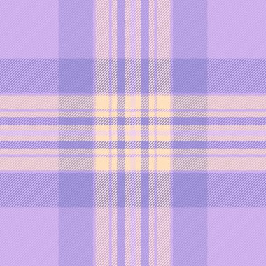 Pastel ekose desenli. Açık mor, sarı ve krem rengi. Tekstil tasarımı, arka plan ya da şablon uygulamaları. Kusursuz ve modern estetik..