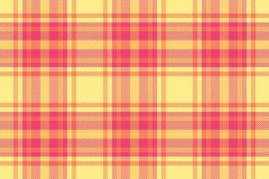 Erkek arka plan tekstil yapısı, etnik vektör şablonu kontrolü. Uyanış kumaş ekose ekoseli, kırmızı ve sarı renk paletinde kusursuz..