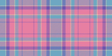 Pastel ekose desenli pembe, mavi ve mor. Özgeçmiş, giyim veya grafik tasarım için uygun kusursuz tekstil tasarımı. Sıcak, sıcak ve davetkar bir doku..