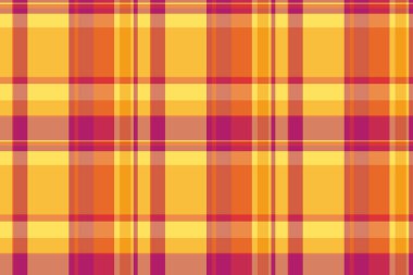 Karışık kumaş dokusu, birincil vektör şablonu. Bağımsızlık Günü ekoseli arka plan kırmızı ve turuncu renk paleti ile dikişsiz tartan.