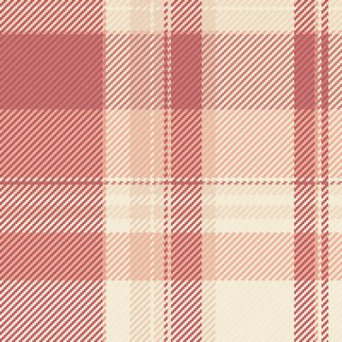 Lüks kumaş deseni, sınır tekstil tartan vektörü. Yumuşaklık arkaplan şablonu kırmızı ve açık renk paletinde kusursuz kontrol.