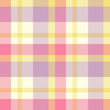 Ekose arka plan kumaşı, kırsal tekstil kontrol vektörü. Açık sarı ve sarı renk paletinde desensiz tartan deseni çiz.