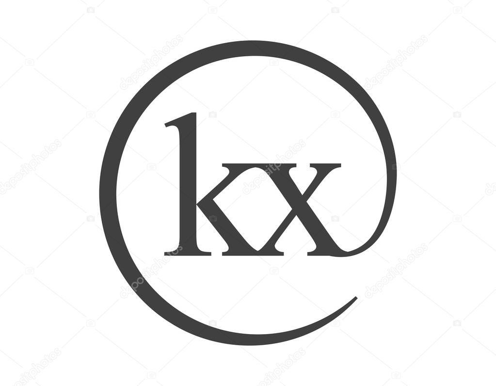 KX logo from two letter with circle shape email sign style. K and X round logotype of business company for brand identity.
