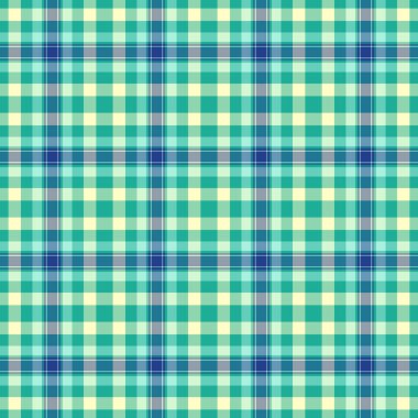 Erkek desenli kumaş vektörü, halı desenli kumaş kontrolü. Kaplama arkaplan dokusu, mavi ve cyan renk paletinde dikişsiz tartan..