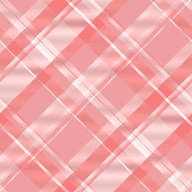 Grafiksiz vektör tekstili, yeni desenli tartan arka plan. 1940 'lar kırmızı ve açık mercan renkleri paletinde desenli ekose kumaşı kontrol eder.