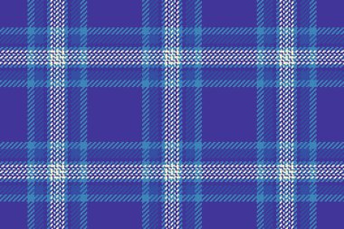 Canlı mavi ve beyaz ekose desenli. Tekstil tasarımı, moda, arka plan veya web sitesi dokuları için mükemmel.
